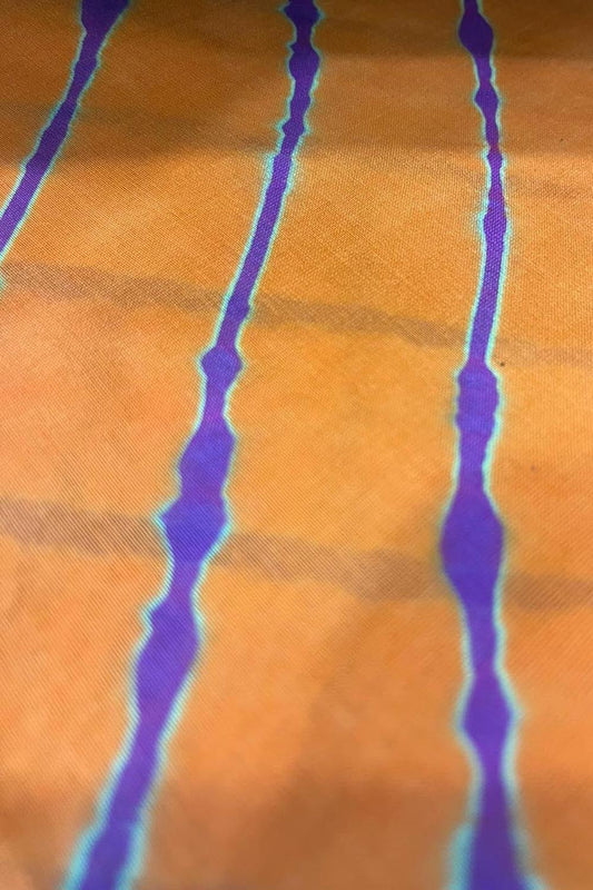 Orange Leheriya Tie N Dye Pure Chanderi Silk Fabric ( 1 Mtr ) - Luxurion World