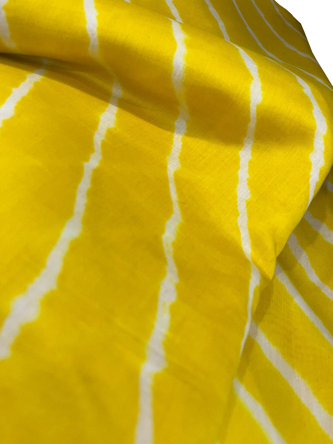 Yellow Leheriya Tie N Dye Pure Chanderi Silk Fabric ( 1 Mtr ) - Luxurion World