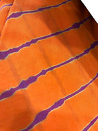 Orange Leheriya Tie N Dye Pure Chanderi Silk Fabric ( 1 Mtr ) - Luxurion World