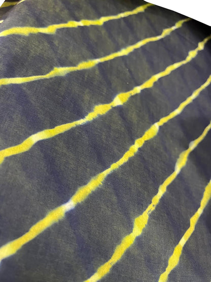 Black Leheriya Tie N Dye Pure Chanderi Silk Fabric ( 1 Mtr ) - Luxurion World