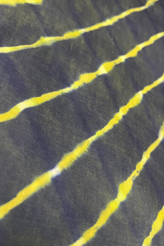 Black Leheriya Tie N Dye Pure Chanderi Silk Fabric ( 1 Mtr ) - Luxurion World