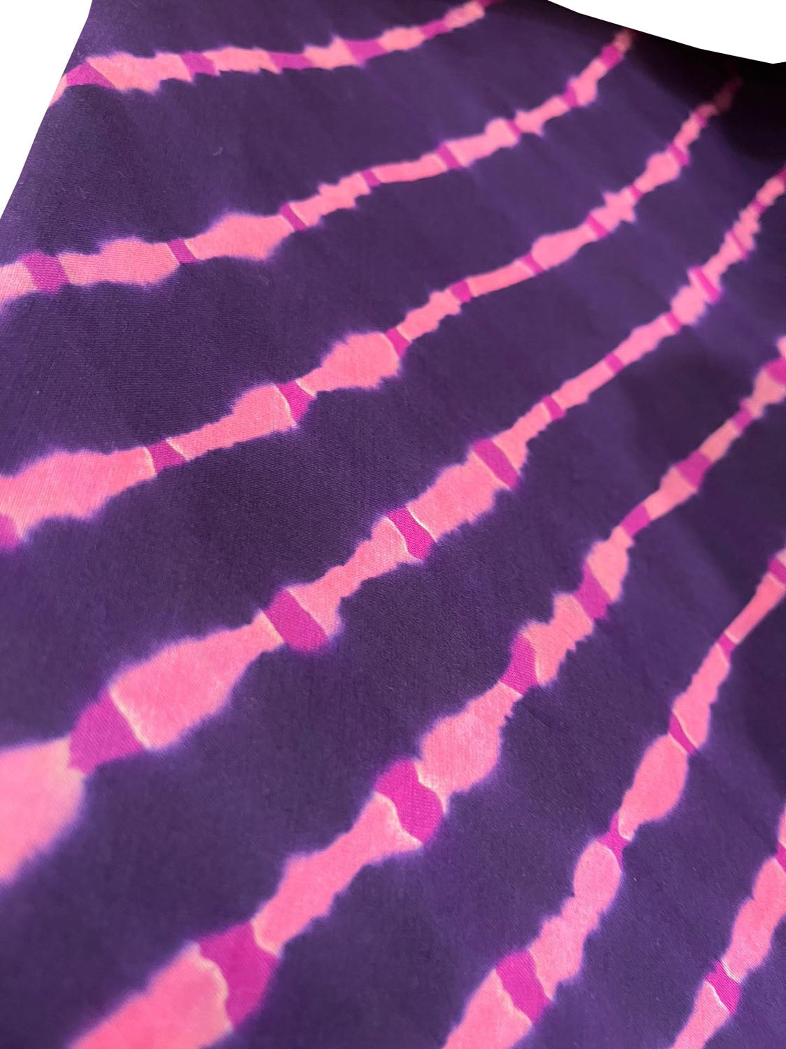 Purple Leheriya Tie N Dye Pure Chanderi Silk Fabric ( 1 Mtr ) - Luxurion World