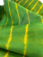 Green Leheriya Tie N Dye Pure Chanderi Silk Fabric ( 1 Mtr ) - Luxurion World