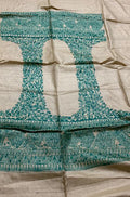Pastel Hand Painted Madhubani Pure Tussar Silk Unstitched Blouse Fabric - Luxurion World