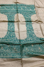 Pastel Hand Painted Madhubani Pure Tussar Silk Unstitched Blouse Fabric - Luxurion World