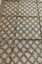 Pastel Hand Painted Madhubani Pure Tussar Silk Unstitched Blouse Fabric - Luxurion World