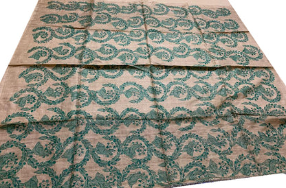 Pastel Hand Painted Madhubani Pure Tussar Silk Unstitched Blouse Fabric