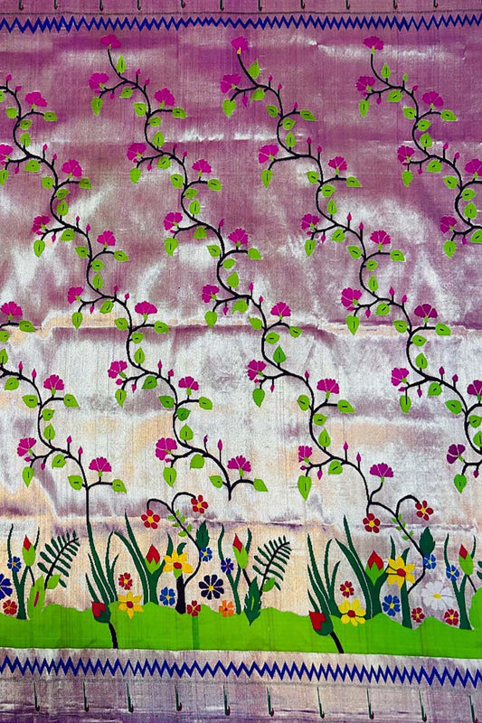 Handloom Pure Silk Brocade Paithani Blouse Fabric - 1 Mtr Length