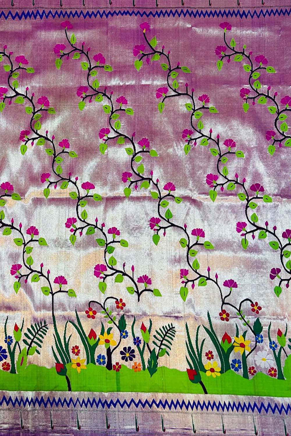 Handloom Pure Silk Brocade Paithani Blouse Fabric - 1 Mtr Length - Luxurion World