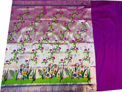 Handloom Pure Silk Brocade Paithani Blouse Fabric - 1 Mtr Length - Luxurion World
