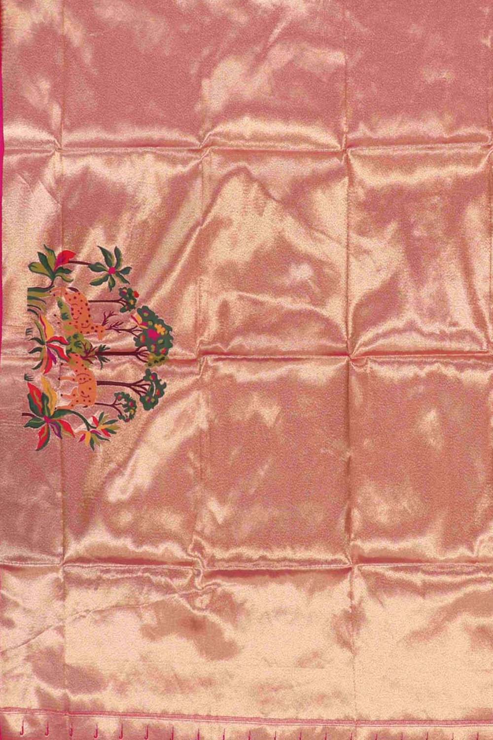 Pink Paithani Brocade Silk Blouse Fabric ( 1 Mtr ) - Luxurion World