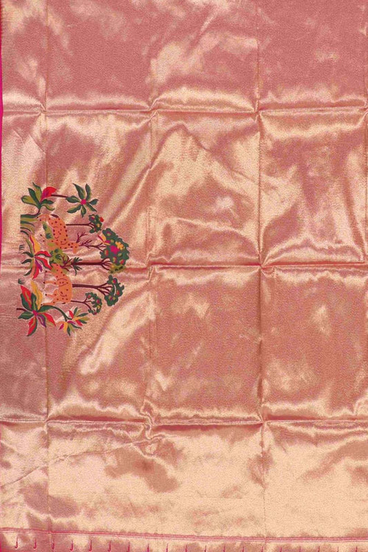 Pink Paithani Brocade Silk Blouse Fabric ( 1 Mtr ) - Luxurion World