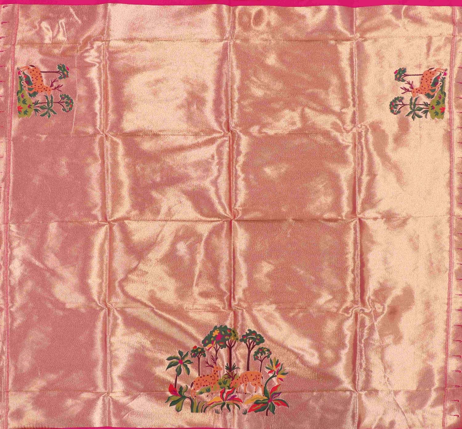 Pink Paithani Brocade Silk Blouse Fabric ( 1 Mtr ) - Luxurion World