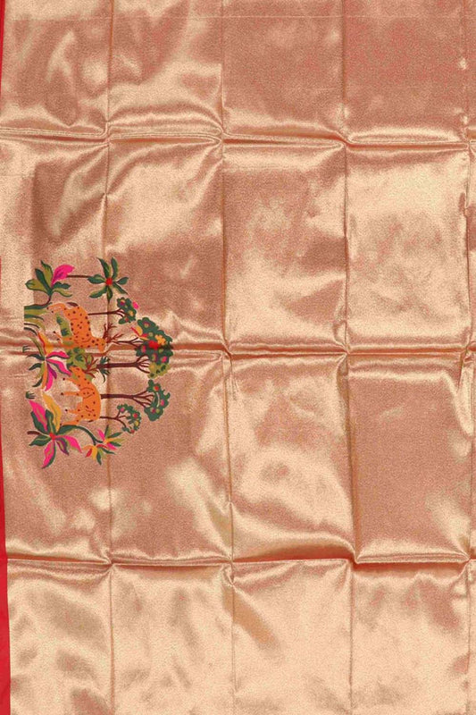 Golden Paithani Brocade Silk Blouse Fabric ( 1 Mtr ) - Luxurion World