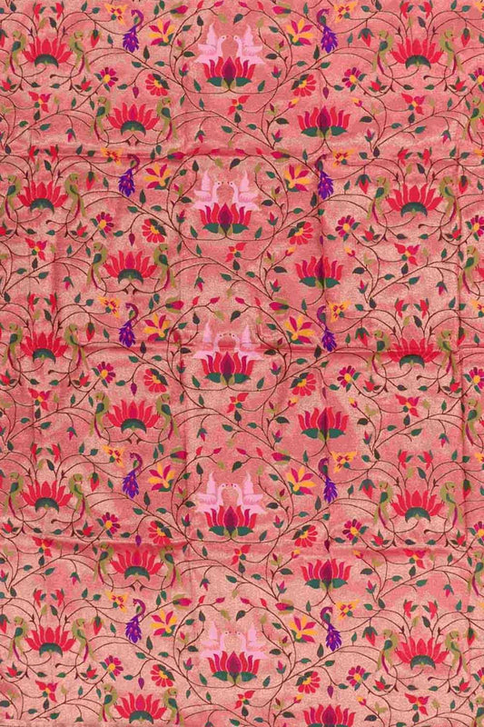Pink Paithani Brocade Silk Blouse Fabric ( 1 Mtr ) - Luxurion World