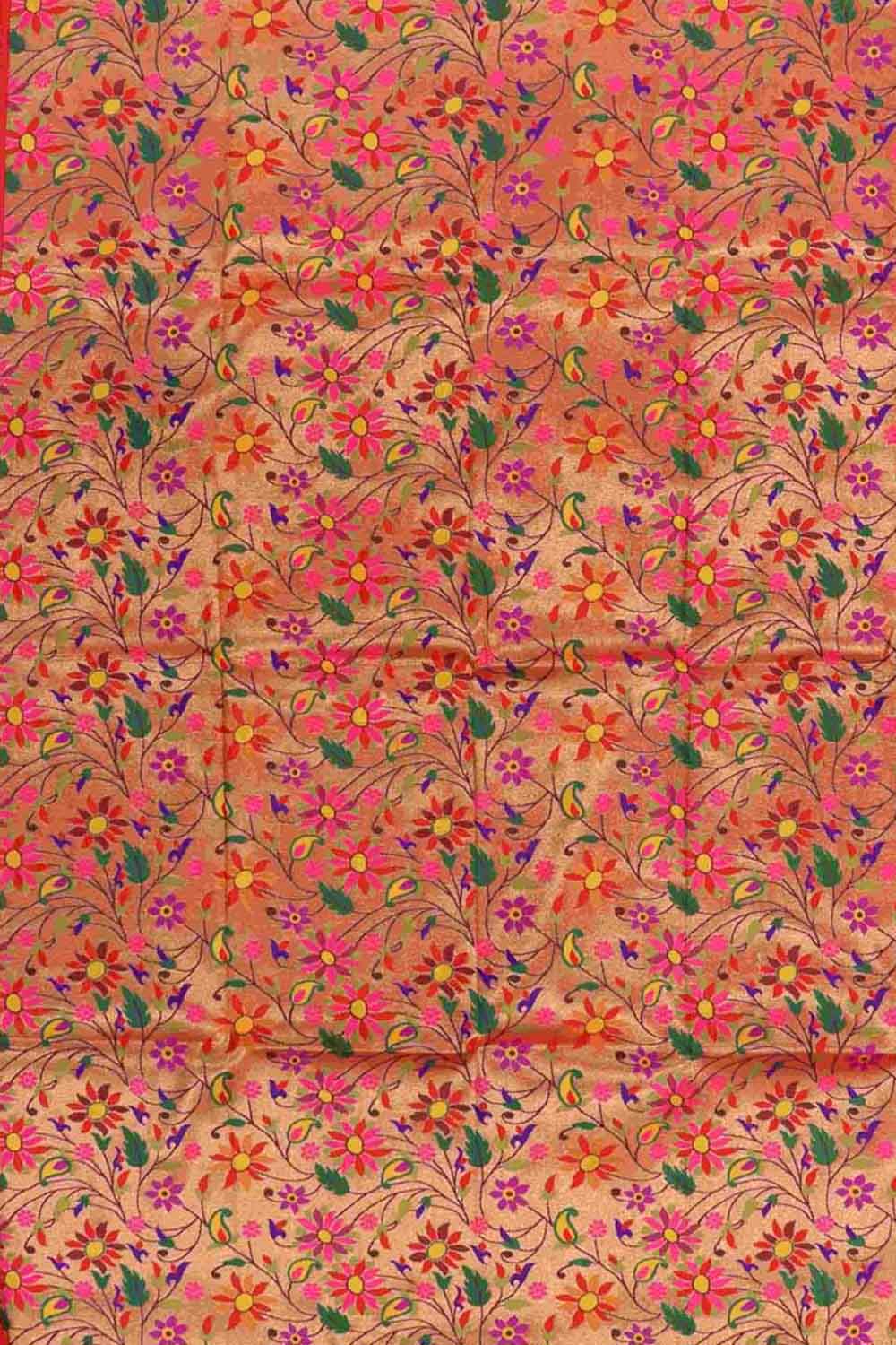 Multicolor Paithani Brocade Silk Blouse Fabric ( 1 Mtr ) - Luxurion World