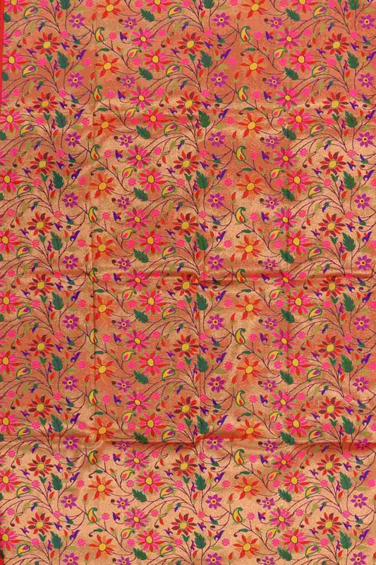 Multicolor Paithani Brocade Silk Blouse Fabric ( 1 Mtr ) - Luxurion World