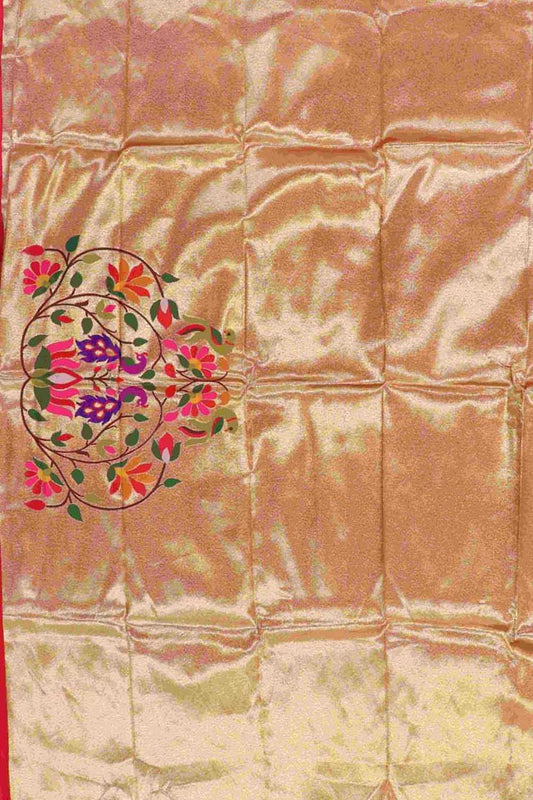 Golden Paithani Brocade Silk Blouse Fabric ( 1 Mtr ) - Luxurion World