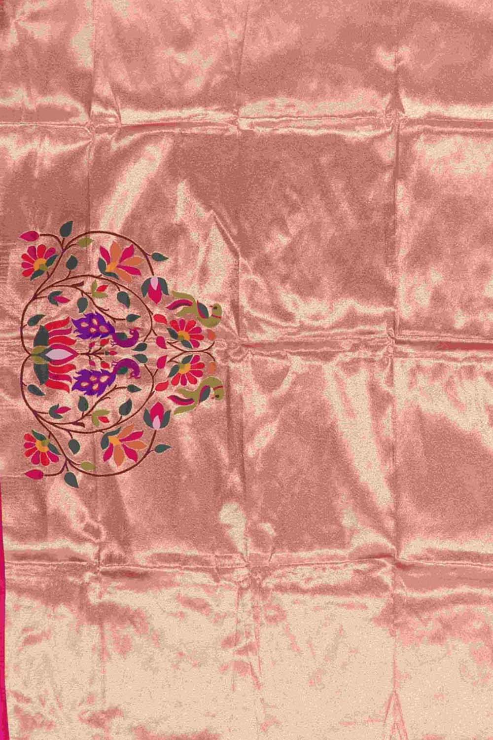 Pink Paithani Brocade Silk Blouse Fabric ( 1 Mtr ) - Luxurion World
