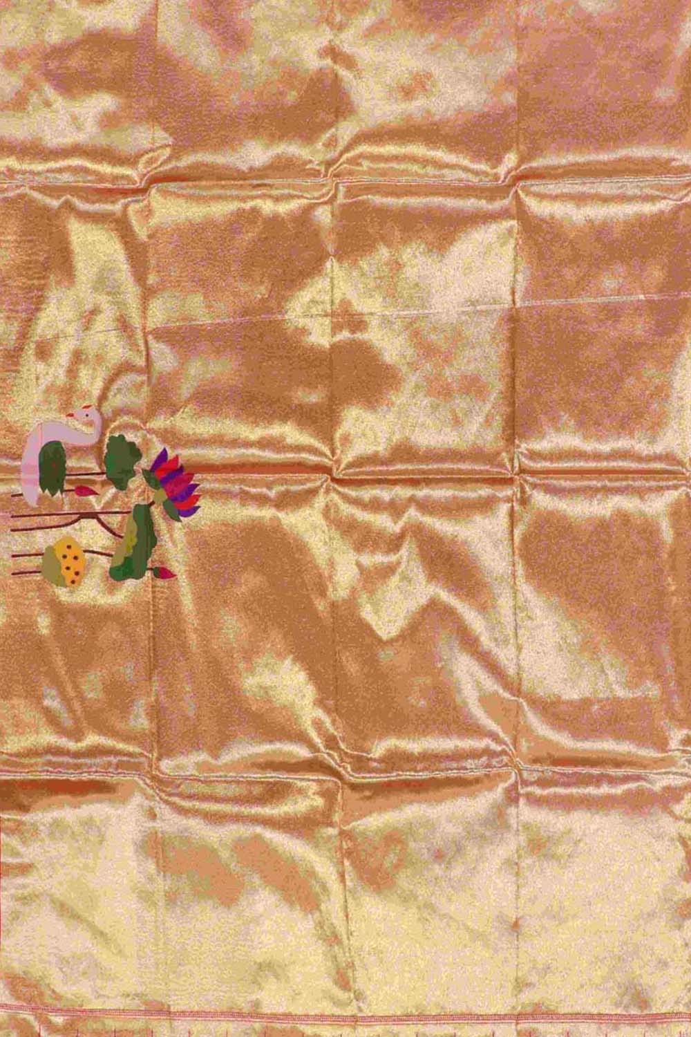 Golden Paithani Brocade Silk Blouse Fabric ( 1 Mtr ) - Luxurion World