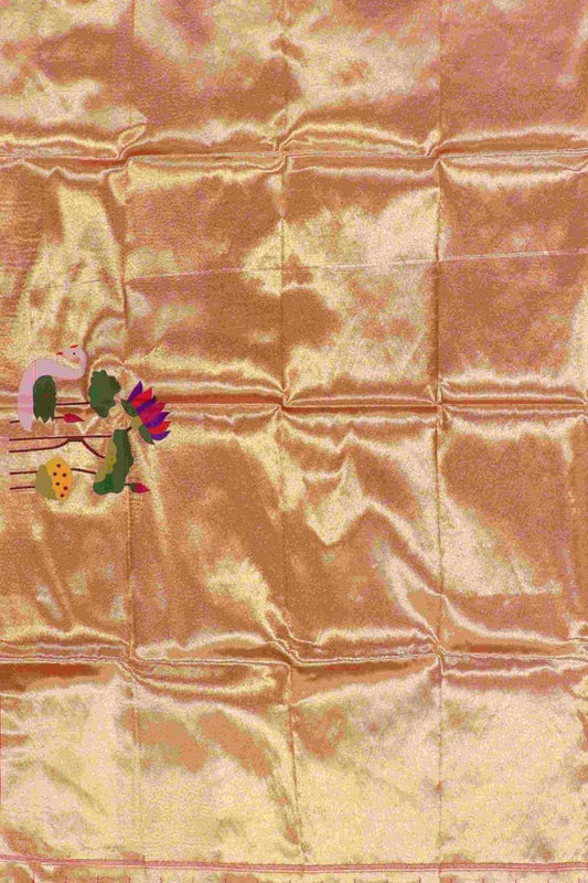 Golden Paithani Brocade Silk Blouse Fabric ( 1 Mtr ) - Luxurion World