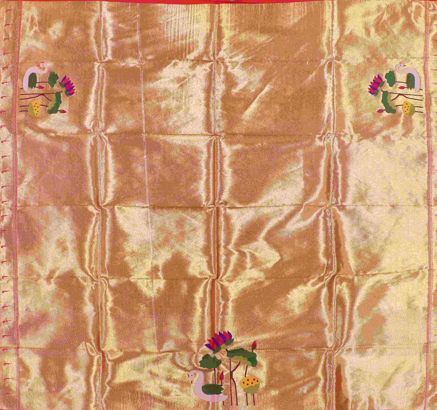 Golden Paithani Brocade Silk Blouse Fabric ( 1 Mtr ) - Luxurion World