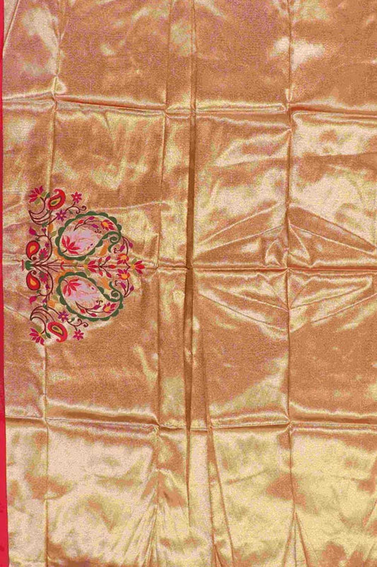 Golden Paithani Brocade Silk Blouse Fabric ( 1 Mtr ) - Luxurion World