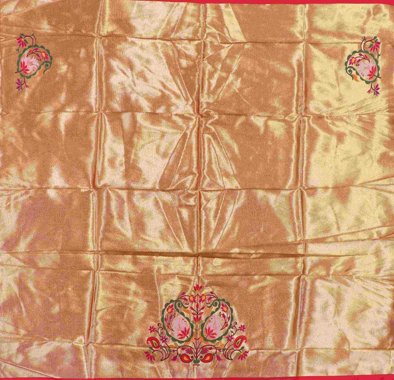 Golden Paithani Brocade Silk Blouse Fabric ( 1 Mtr ) - Luxurion World