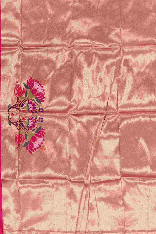 Pink Paithani Brocade Silk Blouse Fabric ( 1 Mtr ) - Luxurion World