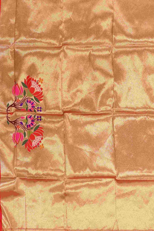 Golden Paithani Brocade Silk Blouse Fabric ( 1 Mtr ) - Luxurion World