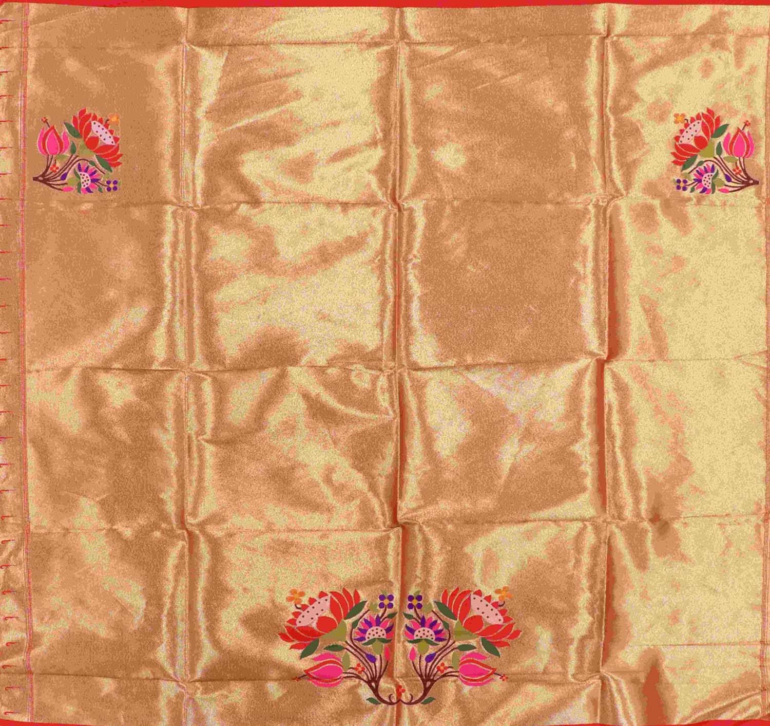 Golden Paithani Brocade Silk Blouse Fabric ( 1 Mtr ) - Luxurion World