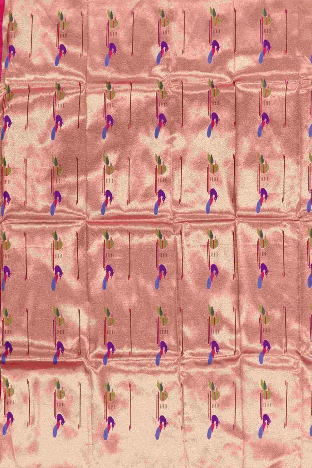 Pink Paithani Brocade Silk Blouse Fabric ( 1 Mtr ) - Luxurion World