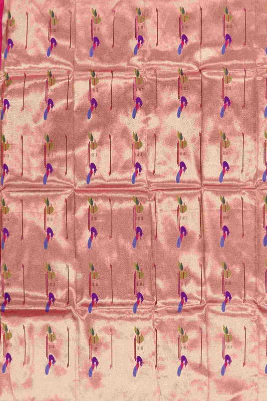 Pink Paithani Brocade Silk Blouse Fabric ( 1 Mtr ) - Luxurion World