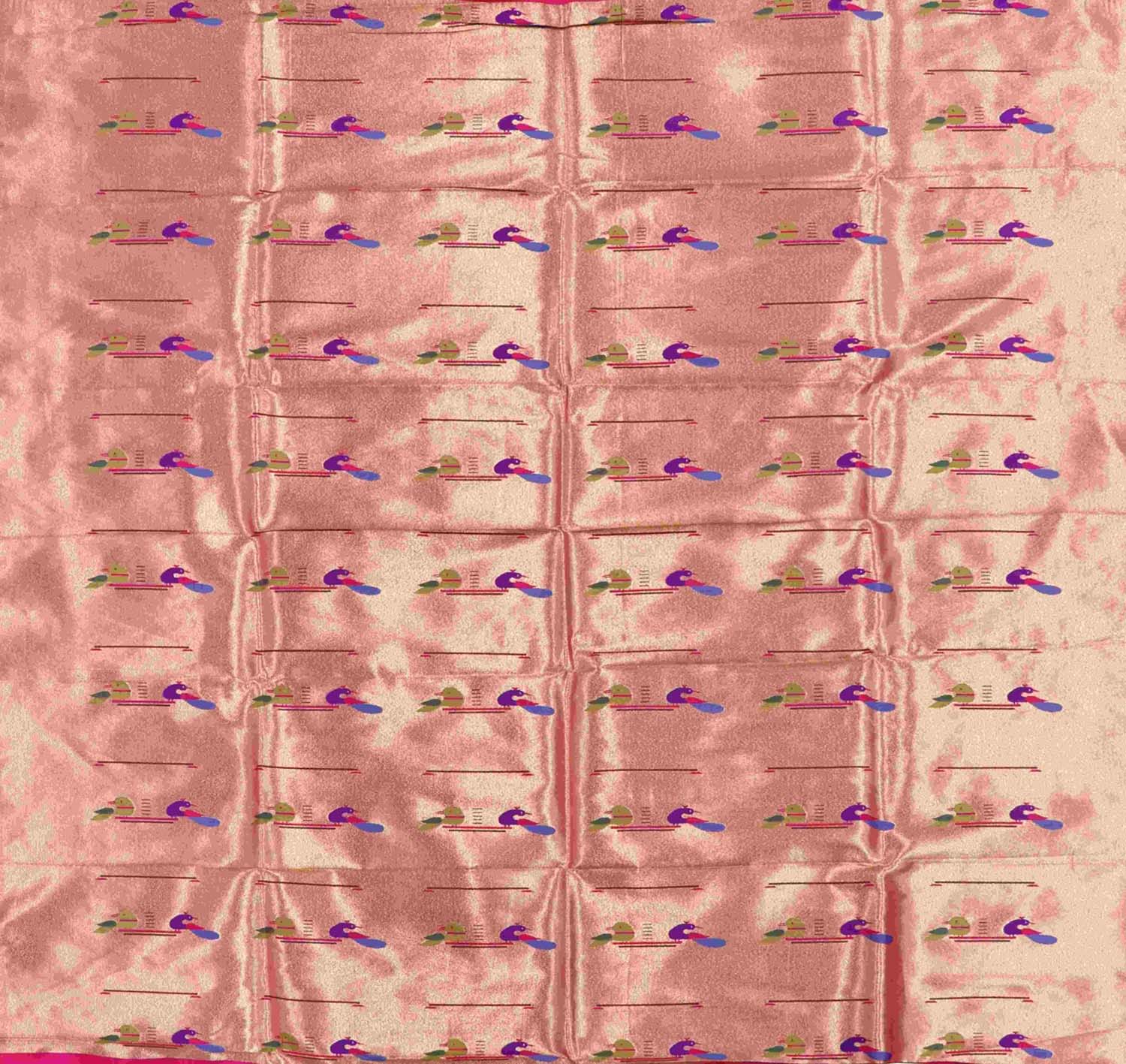 Pink Paithani Brocade Silk Blouse Fabric ( 1 Mtr ) - Luxurion World
