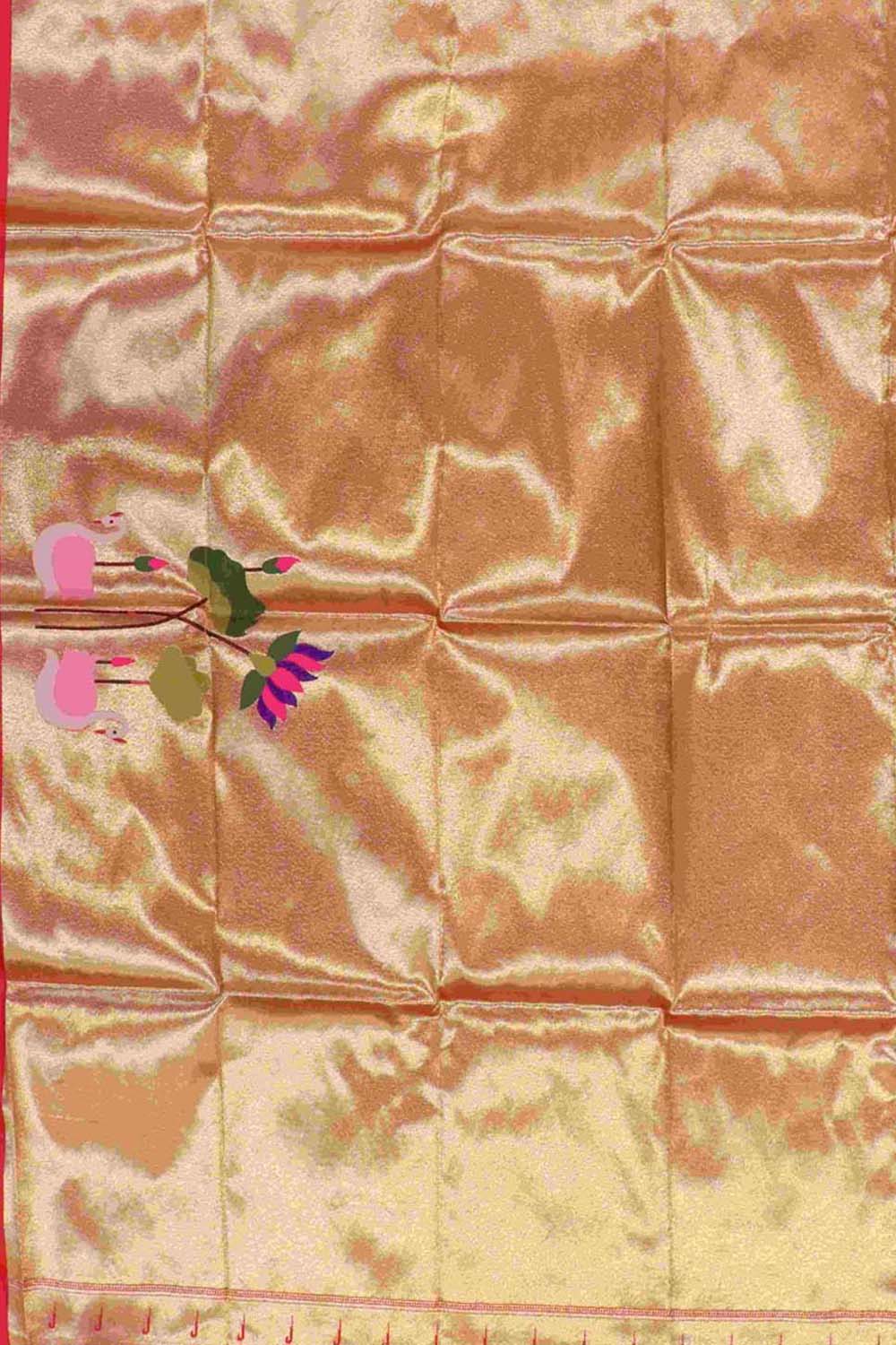 Golden Paithani Brocade Silk Blouse Fabric ( 1 Mtr ) - Luxurion World