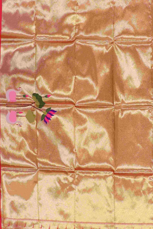 Golden Paithani Brocade Silk Blouse Fabric ( 1 Mtr ) - Luxurion World