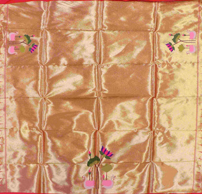 Golden Paithani Brocade Silk Blouse Fabric ( 1 Mtr ) - Luxurion World