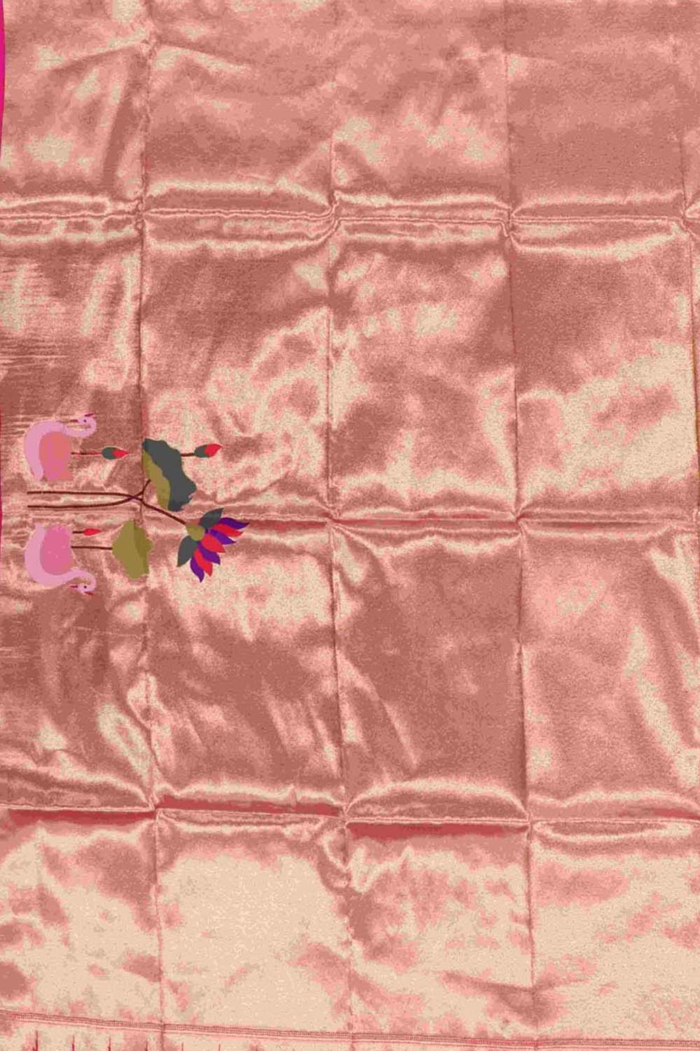 Pink Paithani Brocade Silk Blouse Fabric ( 1 Mtr ) - Luxurion World