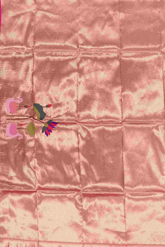 Pink Paithani Brocade Silk Blouse Fabric ( 1 Mtr ) - Luxurion World