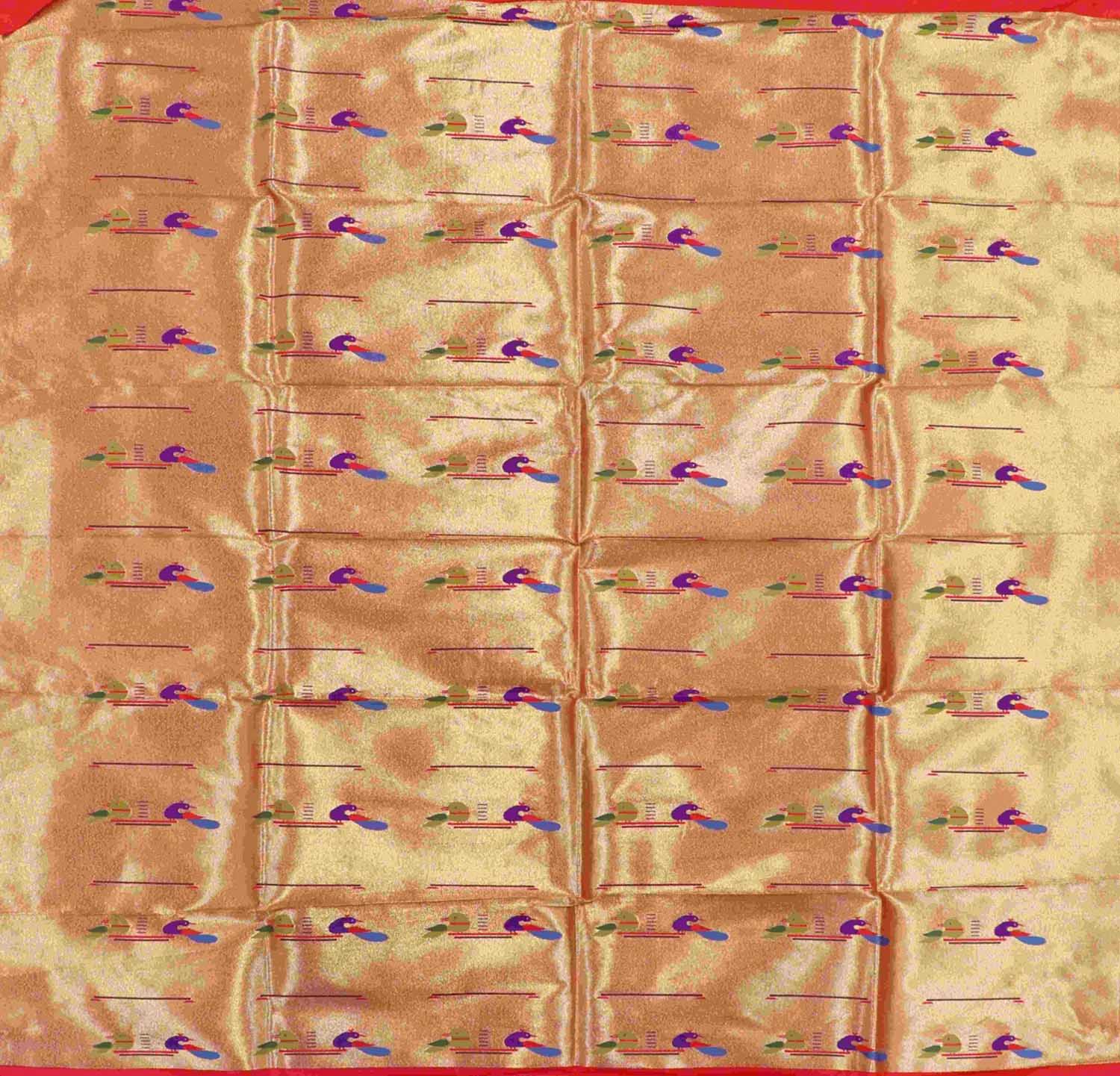 Golden Paithani Brocade Silk Blouse Fabric ( 1 Mtr ) - Luxurion World