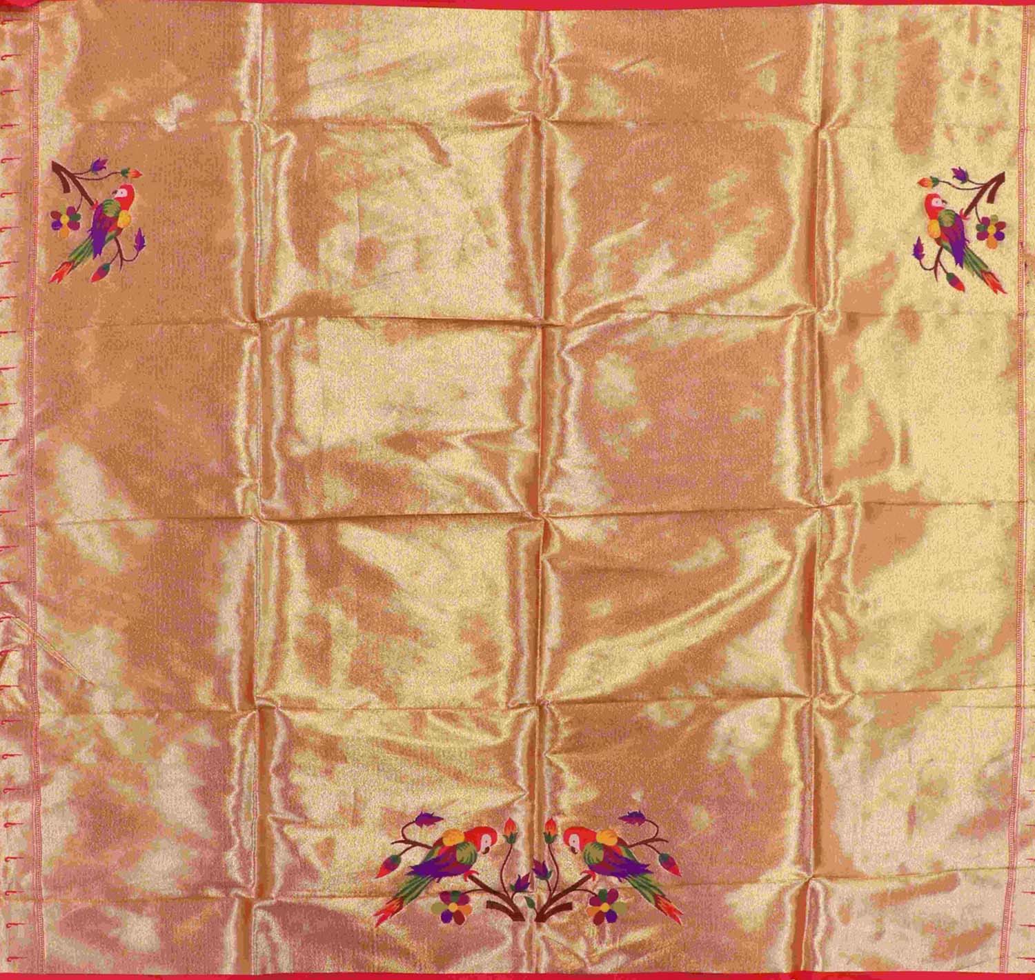 Golden Paithani Brocade Silk Blouse Fabric ( 1 Mtr ) - Luxurion World