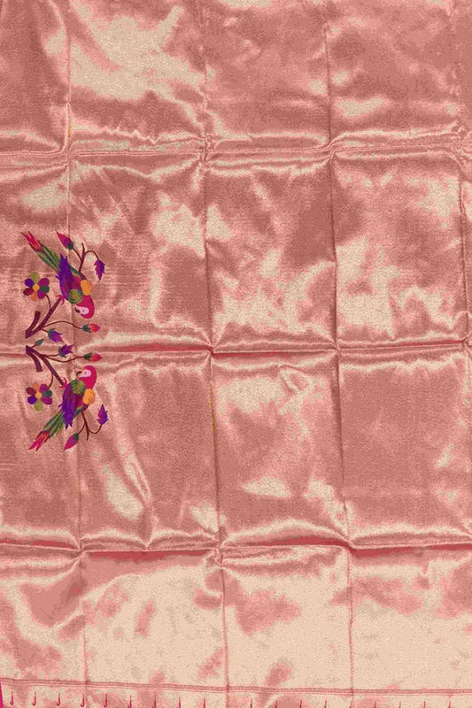 Pink Paithani Brocade Silk Blouse Fabric ( 1 Mtr ) - Luxurion World