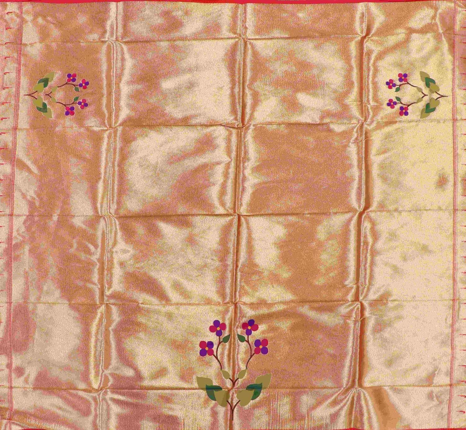 Golden Paithani Brocade Silk Blouse Fabric ( 1 Mtr ) - Luxurion World