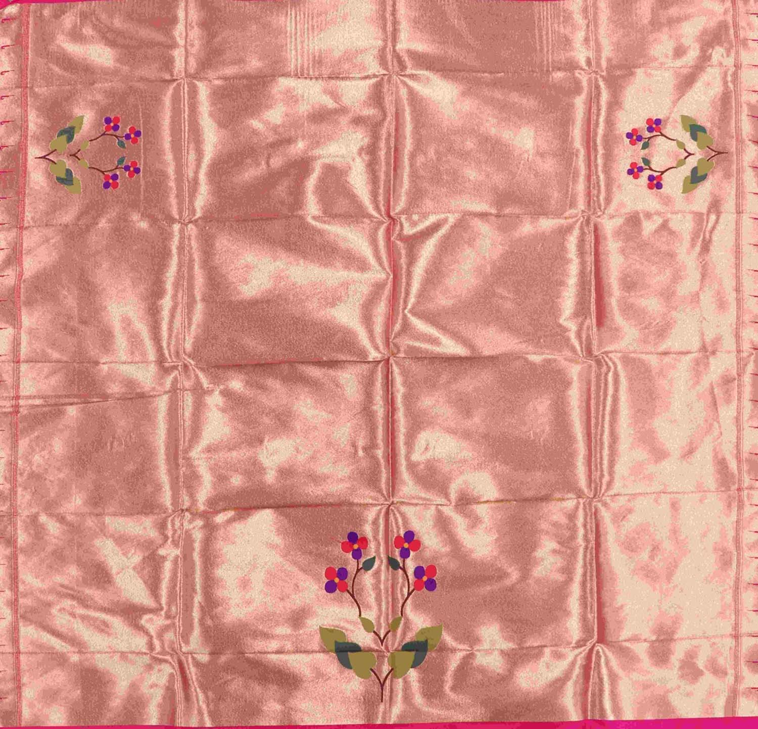 Pink Paithani Brocade Silk Blouse Fabric ( 1 Mtr ) - Luxurion World