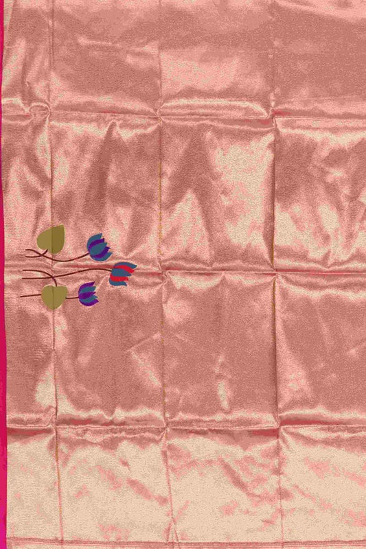 Pink Paithani Brocade Silk Blouse Fabric ( 1 Mtr )