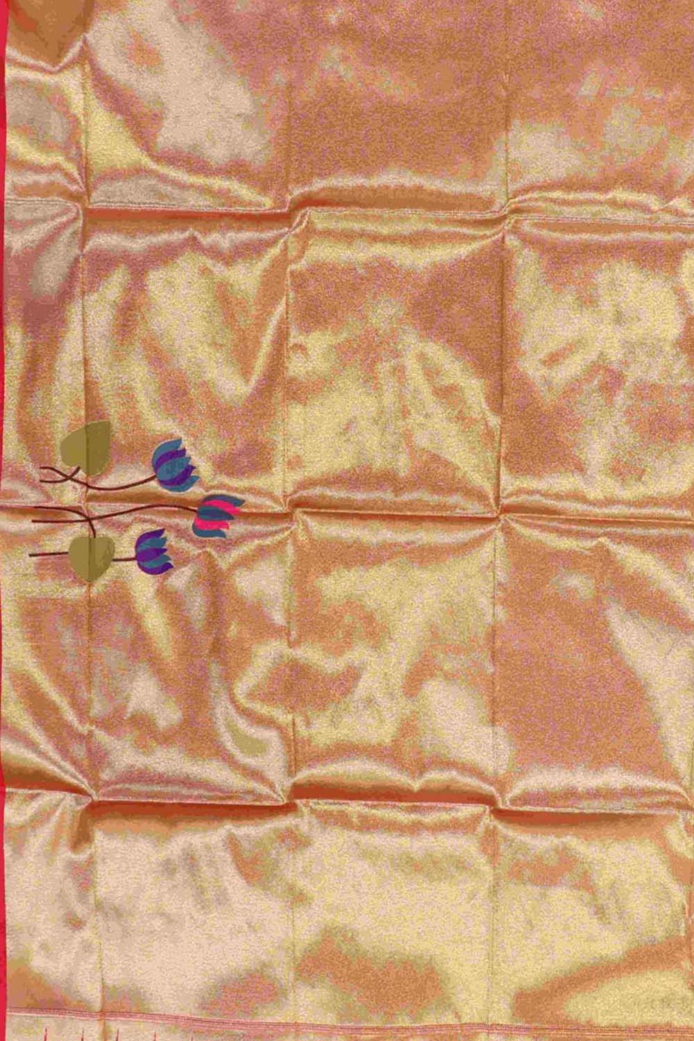 Golden Paithani Brocade Silk Blouse Fabric ( 1 Mtr ) - Luxurion World