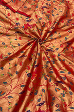 Golden Paithani Silk Brocade Blouse Piece Fabric ( 1 Mtr ) - Luxurion World