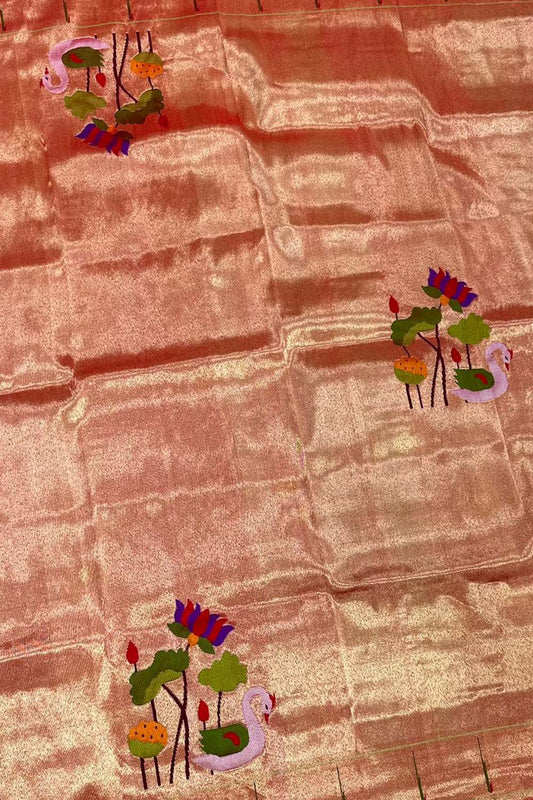 Pure Silk Paithani Blouse Fabric - Golden Handloom (1 Mtr) - Luxurion World