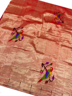 Pure Silk Paithani Blouse Fabric - Golden Handloom (1 Mtr) - Luxurion World