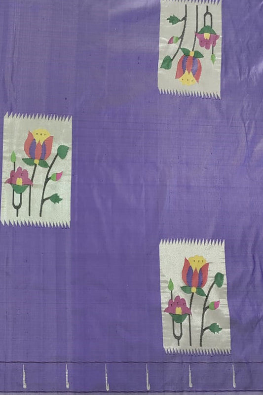 Exquisite Purple Paithani Pure Silk Blouse Fabric - Handloom Pure - Luxurion World